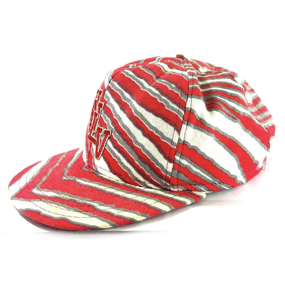 Vintage 1990s UNLV Rebels Zubaz Snapback Hat AJD Made USA NCAA Cap Red Gray - Picture 5 of 13